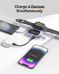 Kuulaa 10000 mAh Power Bank LED Kijelzővel - Mágneses Vezeték Nélküli Töltő Apple Watch és iPhone Készülékekhez - Beépített USB-C Kábellel,  5