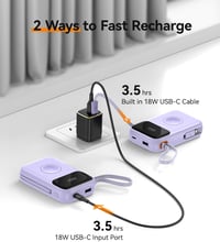 Kuulaa 10000 mAh Power Bank LED Kijelzővel - Mágneses Vezeték Nélküli Töltő Apple Watch és iPhone Készülékekhez - Beépített USB-C Kábellel,  6