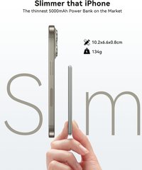Kuulaa Mágneses Powerbank 5000mAh - Ultravékony 8mm, 20W PD Gyorstöltés, Vezeték Nélküli Töltő iPhone 16/15/14/13/12 Sorozathoz 3