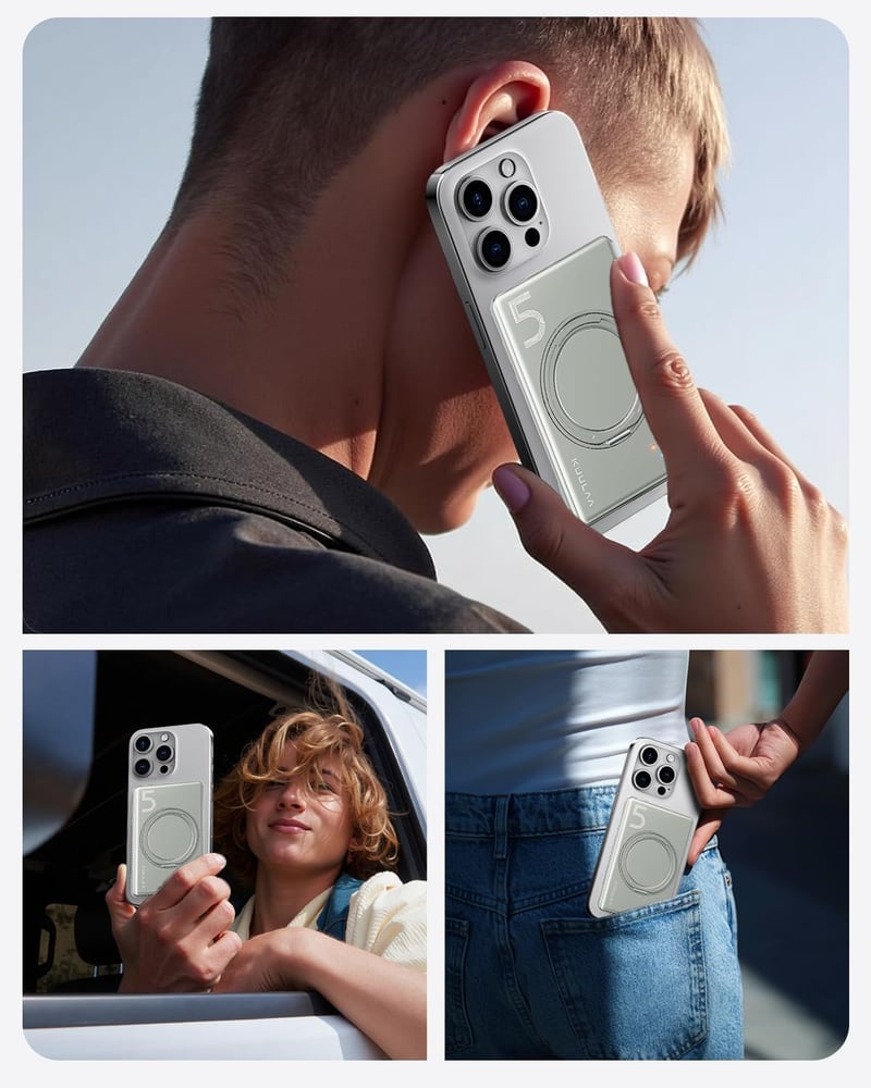 Kuulaa Mágneses Powerbank 5000mAh - Ultravékony 8mm, 20W PD Gyorstöltés, Vezeték Nélküli Töltő iPhone 16/15/14/13/12 Sorozathoz