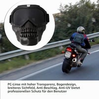 Kuuleyn Odnímateľné motocyklové okuliare s maskou na prilbu a ochranou tváre, vintage unisex okuliare na vonkajšie lyžovanie, motocyklové preteky, sivé 4