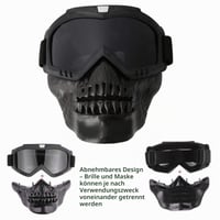 Kuuleyn Odnímateľné motocyklové okuliare s maskou na prilbu a ochranou tváre, vintage unisex okuliare na vonkajšie lyžovanie, motocyklové preteky, sivé 7