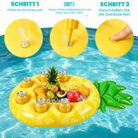 KUWUNG Nafukovací držiak na nápoje do bazéna, plávajúci barový podnos v tvare ananásu, veľkokapacitný držiak na poháre so 7 priehradkami, na letné kúpalisko, vodný park, pláž 3