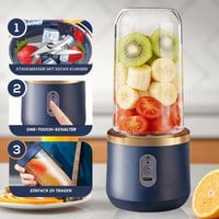 KUWUNG Prenosný mixér 400 ml, USB nabíjateľný mixér s náhradným pohárom a 6 čepeľami, mini výrobník smoothie na prípravu milkshakeov a ovocných štiav, modrý 3