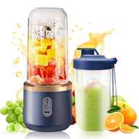 KUWUNG Prenosný mixér 400 ml, USB nabíjateľný mixér s náhradným pohárom a 6 čepeľami, mini výrobník smoothie na prípravu milkshakeov a ovocných štiav, modrý 1