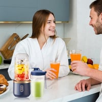 KUWUNG Prenosný mixér 400 ml, USB nabíjateľný mixér s náhradným pohárom a 6 čepeľami, mini výrobník smoothie na prípravu milkshakeov a ovocných štiav, modrý 7