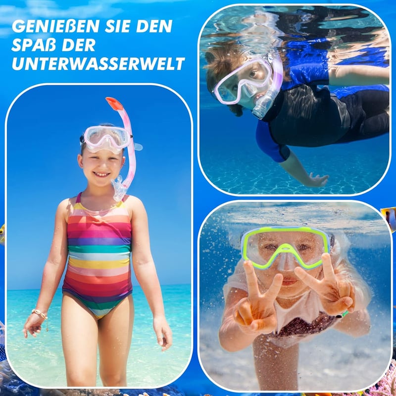 KUYOU Gyerek Snorkel Szett 180° Panoráma Maszk Búvárkodáshoz Fiúknak Lányoknak