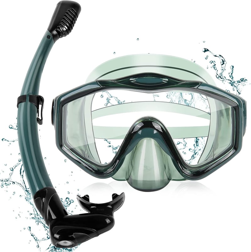 KUYOU Snorkel szett maszk száraz csővel, anti-szivárgás anti-párásodás búvárkodáshoz