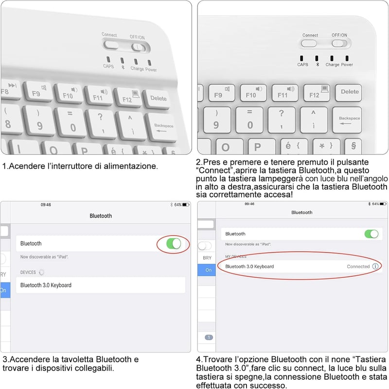KVAGO Bluetooth Billentyűzet Tok iPad 10.2 inch Mágneses Világoszöld