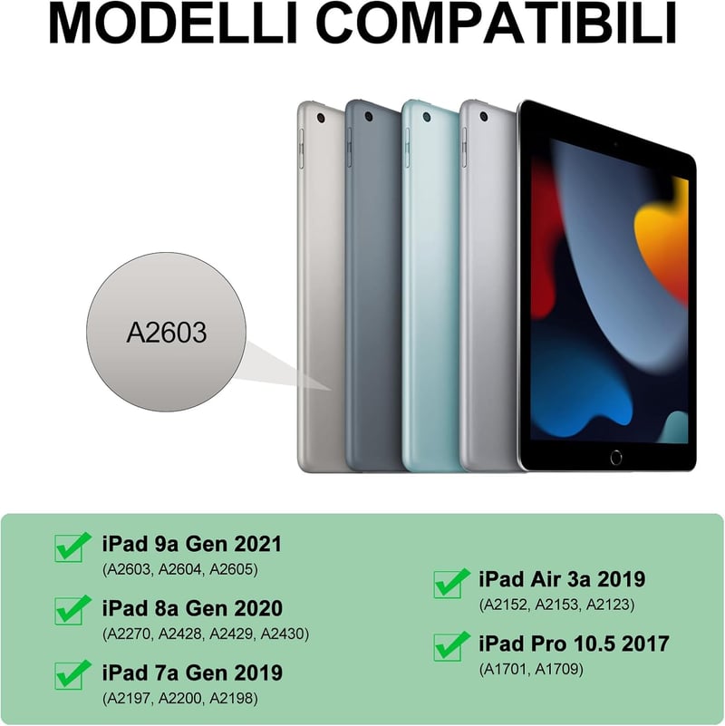 KVAGO Bluetooth Billentyűzet Tok iPad 10.2 inch Mágneses Világoszöld