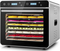 Kwasyo Ételszárító Rozsdamentes Acél 8 Tálcás 700W Dehidrátor Gyümölcs Hús Zöldség Szárításhoz 35-85°C Hőmérséklet Szabályozás 1