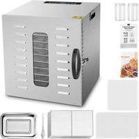 Kwasyo rozsdamentes acélból készült 10 szintes élelmiszer szárítógép 30-90°C hőmérséklet szabályozással és 24 órás időzítővel 7