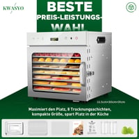Kwasyo rozsdamentes acélból készült szárító, 8 szint, 6 tálca, 30-90°C, 24 órás időzítés 3