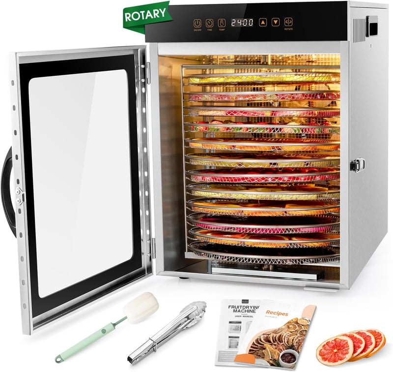 Kwasyo rozsdamentes acélból készült szárítógép 12 szinttel, 1000W, forgó funkcióval