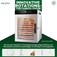 Kwasyo rozsdamentes acélból készült szárítógép 12 szinttel, 1000W, forgó funkcióval 3