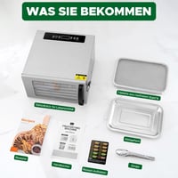 Kwasyo Rozsdamentes Élelmiszer Szárító 6 Szinttel, 30-90°C Hőmérséklet Szabályozás, 24 Órás Időzítő 6