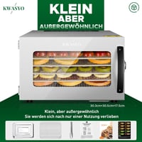 Kwasyo Rozsdamentes Élelmiszer Szárító 6 Szinttel, 30-90°C Hőmérséklet Szabályozás, 24 Órás Időzítő 3