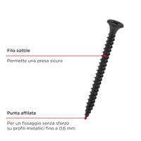 kwb Gipszkartón Csavar 3.9x25mm PH2 350db Fekete Foszfátozott Finom Menet 3