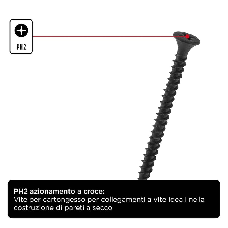 kwb Gipszkartón Csavar 3.9x25mm PH2 350db Fekete Foszfátozott Finom Menet