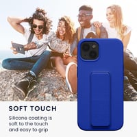 kwmobile Apple iPhone 13 TPU szilikon tok ujjtartóval és állvánnyal - Baltikum kék védőtok - Baltic Blue 5
