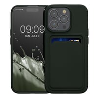 Kryt na Apple iPhone 15 Pro kwmobile s priehradkou na karty – TPU ochranný kryt s podporou bezdrôtového nabíjania – tmavozelený 8