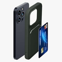 Kryt na Apple iPhone 15 Pro kwmobile s priehradkou na karty – TPU ochranný kryt s podporou bezdrôtového nabíjania – tmavozelený 5