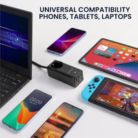 kwmobile Asztali Elosztó 75W GaN Töltővel, USB-A/C Portokkal és 1,5m Kábellel 3