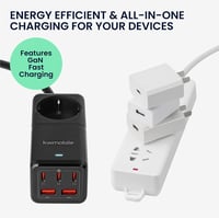 kwmobile Asztali Elosztó 75W GaN Töltővel, USB-A/C Portokkal és 1,5m Kábellel 5