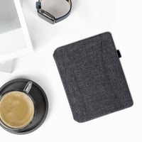 Flip puzdro kwmobile pre čítačku e-kníh Kobo Aura H2O Edition 2 - textilný kryt s magnetickým zatváraním a remienkom na ruku - tmavomodré 2