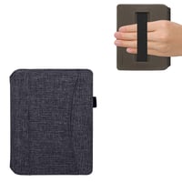 Flip puzdro kwmobile pre čítačku e-kníh Kobo Aura H2O Edition 2 - textilný kryt s magnetickým zatváraním a remienkom na ruku - tmavomodré 8