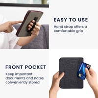 Flip puzdro kwmobile pre čítačku e-kníh Kobo Aura H2O Edition 2 - textilný kryt s magnetickým zatváraním a remienkom na ruku - tmavomodré 3