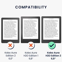 Flip puzdro kwmobile pre čítačku e-kníh Kobo Aura H2O Edition 2 - textilný kryt s magnetickým zatváraním a remienkom na ruku - tmavomodré 9
