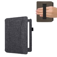 Flip puzdro kwmobile pre čítačku e-kníh Kobo Aura H2O Edition 2 - textilný kryt s magnetickým zatváraním a remienkom na ruku - tmavomodré 1