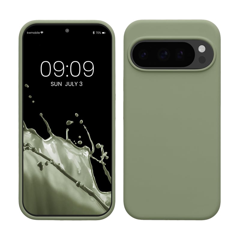 Silikónový kryt kwmobile na Google Pixel 10 / Pixel 10 Pro – Ochranný kryt kompatibilný s bezdrôtovým nabíjaním – sivozelený