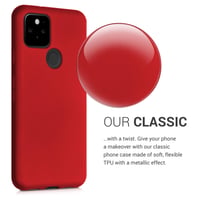 Silikónové puzdro kwmobile na Google Pixel 5 – metalický trblietavý ochranný kryt – tmavočervená metalíza 3