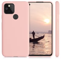 Husă kwmobile din TPU pentru Google Pixel 5 - Husă de protecție flexibilă din silicon cu suport pentru încărcare wireless - Auriu roz mat 5