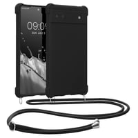kwmobile Silikónový kryt na Google Pixel 6a s popruhom na krk – čierny 1