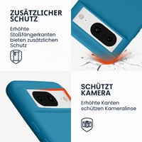 Kryt kwmobile na Google Pixel 8 z TPU – Flexibilné ochranné puzdro s podporou bezdrôtového nabíjania a pogumovaným povrchom v karibskej modrej farbe 3