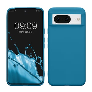 kwmobile TPU maska za Google Pixel 8 - Fleksibilna zaštitna maska s podrškom za bežično punjenje, gumirana površina u karipsko plavoj boji
