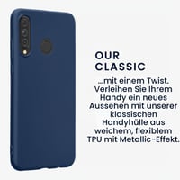 Husă din silicon kwmobile pentru Huawei P30 Lite - Husă de protecție cu finisaj metalic strălucitor - Albastru metalizat 3
