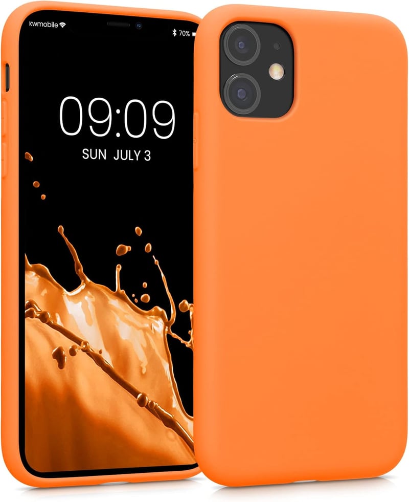 kwmobile iPhone 11 Szilikon Tok Narancssárga - Vezeték Nélküli Töltéshez Kompatibilis Védőtok - Fruity Orange