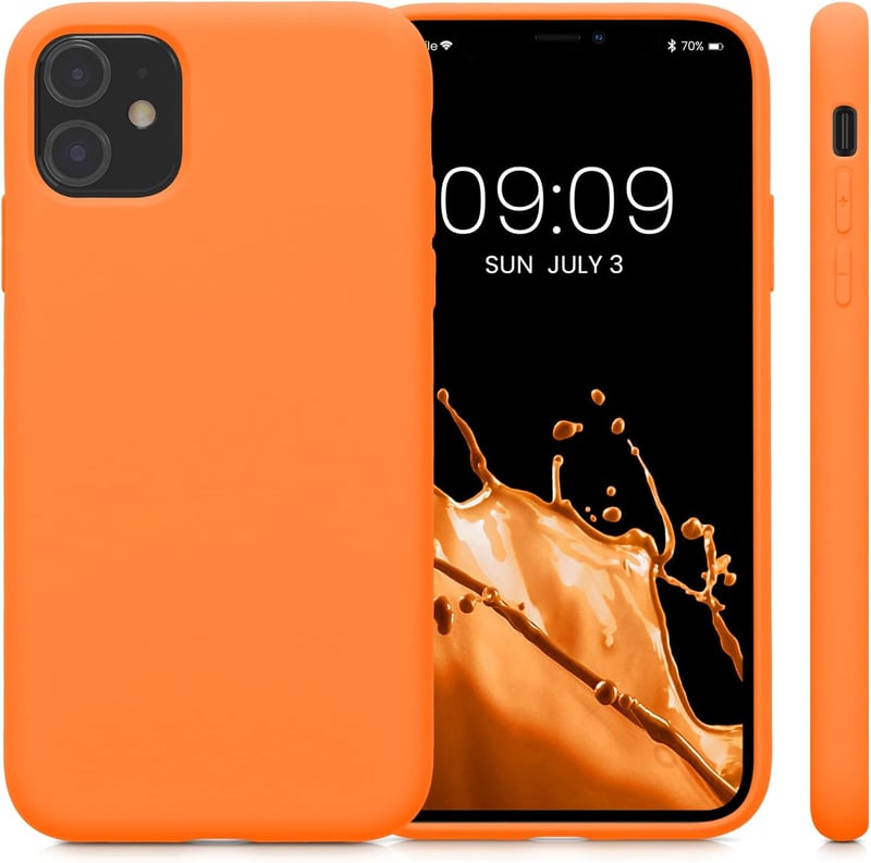 kwmobile iPhone 11 Szilikon Tok Narancssárga - Vezeték Nélküli Töltéshez Kompatibilis Védőtok - Fruity Orange