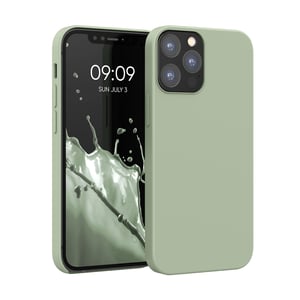 kwmobile maska za iPhone 12 / iPhone 12 Pro od silikona - Meka maska za telefon koja podržava bežično punjenje - Sivo-zelena