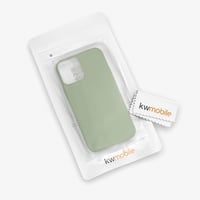 Silikónový kryt kwmobile na iPhone 12 / iPhone 12 Pro – Mäkký povrch s podporou bezdrôtového nabíjania – Sivozelená 7