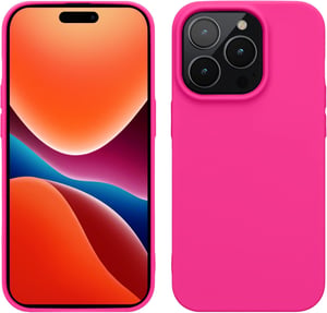 Silikónový kryt kwmobile na iPhone 14 Pro, tenké TPU, s bezdrôtovým nabíjaním – neónovo ružový