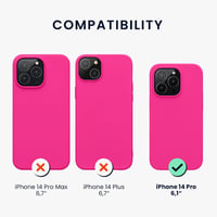 kwmobile iPhone 14 Pro szilikon tok, vékony TPU, vezeték nélküli töltéssel - neon pink 2