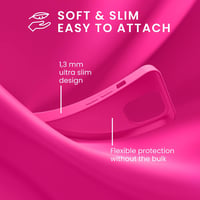 kwmobile iPhone 14 Pro szilikon tok, vékony TPU, vezeték nélküli töltéssel - neon pink 4