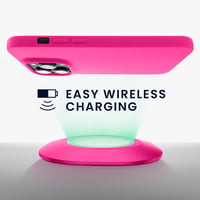 kwmobile iPhone 14 Pro szilikon tok, vékony TPU, vezeték nélküli töltéssel - neon pink 6