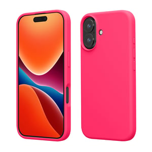 kwmobile silikonska maskica za iPhone 16 - kompatibilna s bežičnim punjenjem - neon ružičasta