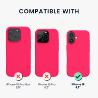 Silikónový kryt kwmobile na iPhone 16 – Kompatibilný s bezdrôtovým nabíjaním – Neónovo ružový 2